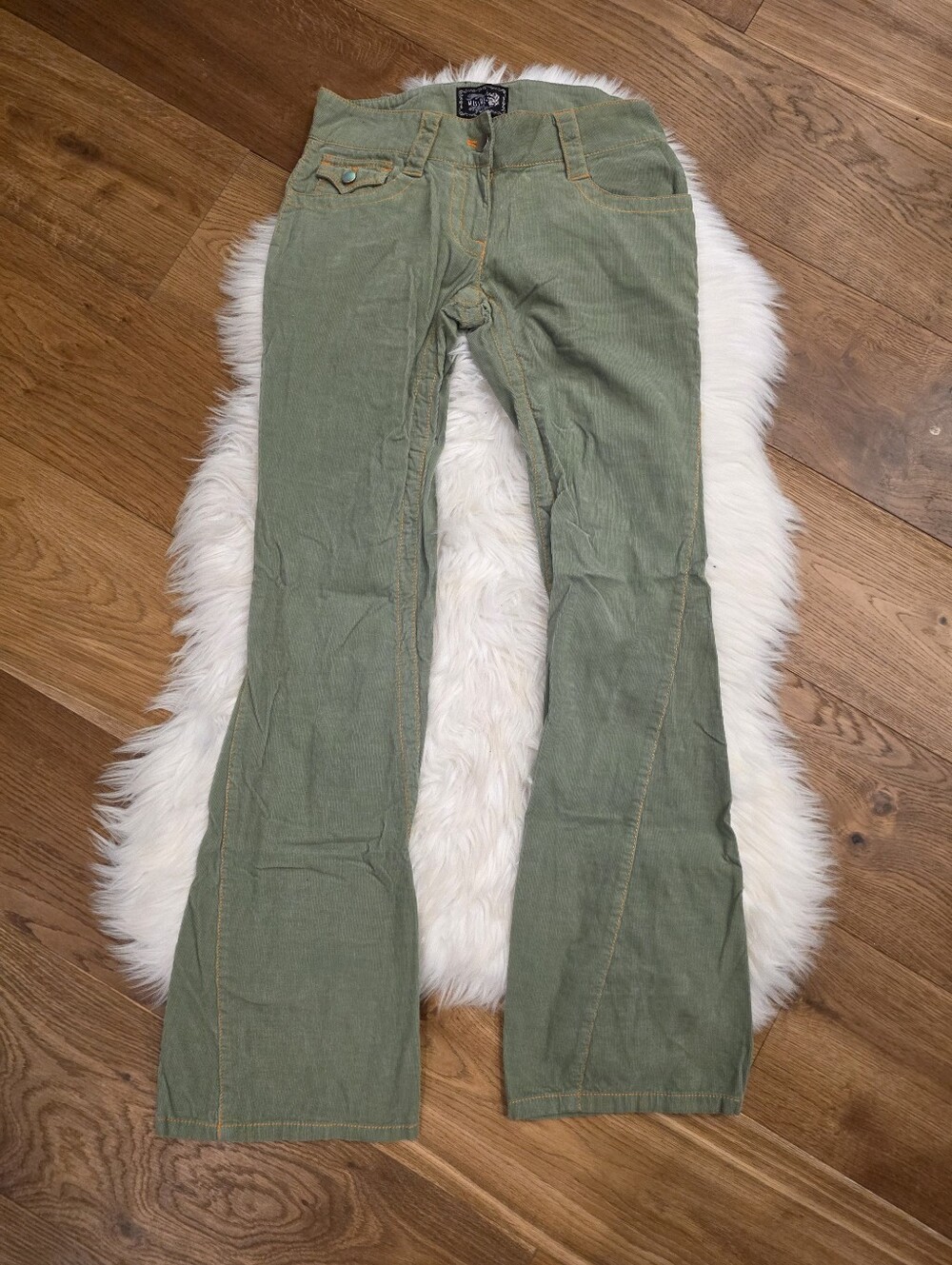Vintage Low Rise Green Corduroy Flared Pants